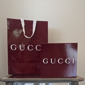 Gucci Deep Red Shopping Bag and Box Set